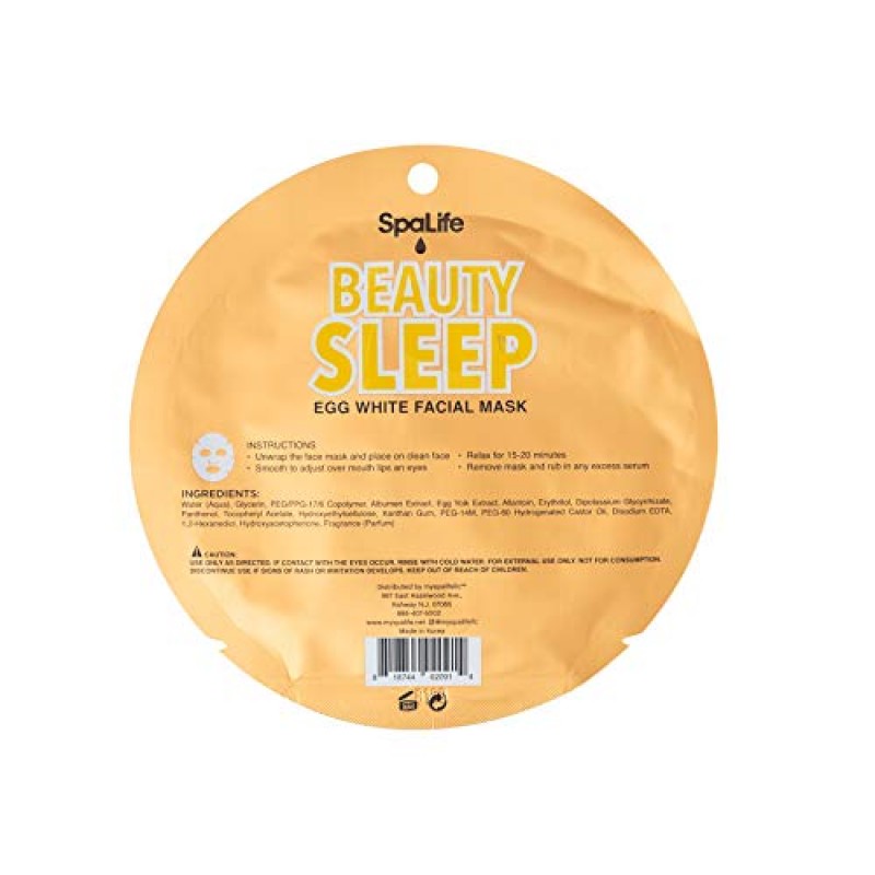 SpaLife Beauty Sleep Overnight 계란 흰자 페이셜 마스크 10개입