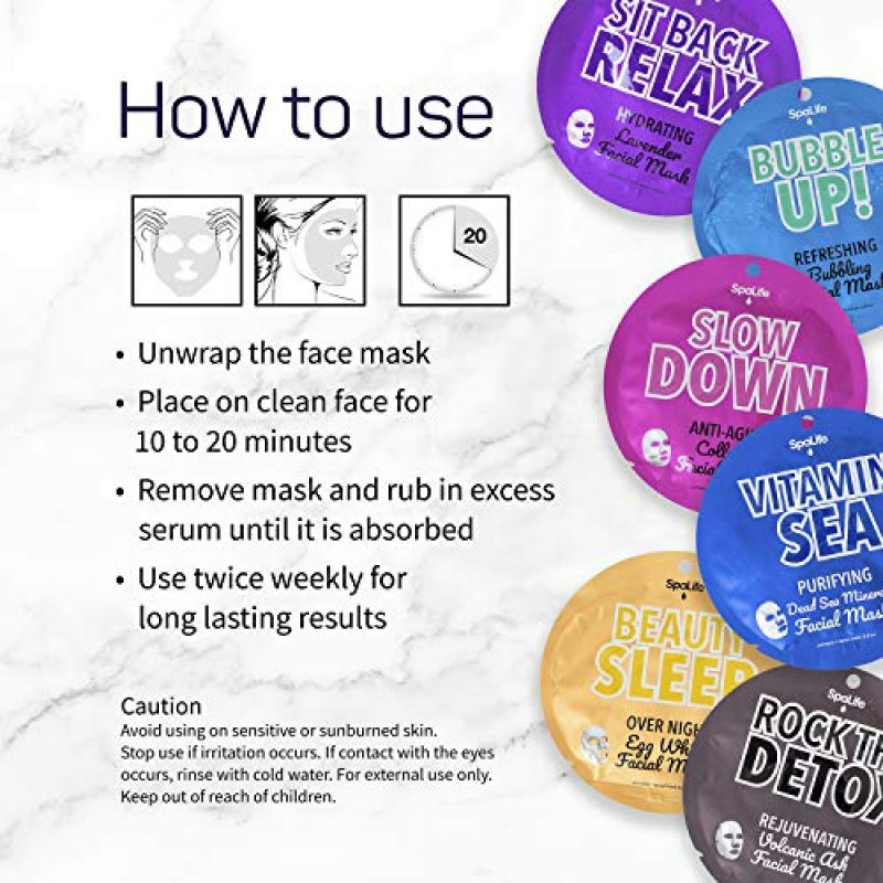SpaLife Beauty Sleep Overnight 계란 흰자 페이셜 마스크 10개입