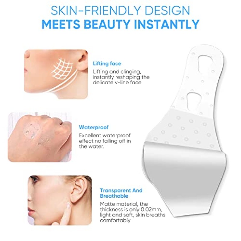 Senhorita 페이스 리프트 테이프 보이지 않는, 90Pcs 고탄성 초박형 페이스 테이프, 얼굴 주름을 숨기는 V-라인 페이스 리프트 밴드 이중 턱 및 처진 피부 리프트