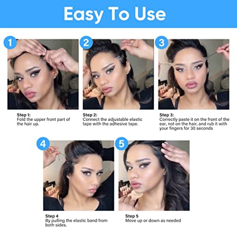 Senhorita 페이스 리프트 테이프 보이지 않는, 90Pcs 고탄성 초박형 페이스 테이프, 얼굴 주름을 숨기는 V-라인 페이스 리프트 밴드 이중 턱 및 처진 피부 리프트