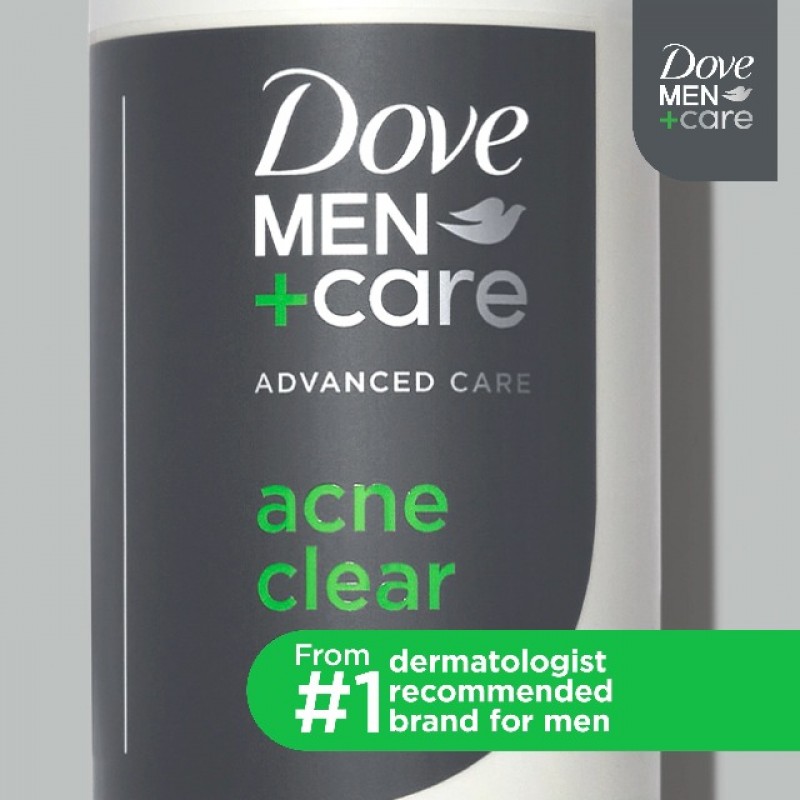 DOVE MEN + CARE 어드밴스드 케어 클렌저 여드름 클리어 3개 여드름이 발생하기 쉬운 피부용 페이스 + 바디 클렌저(1% 살리실산 함유) 16.9온스
