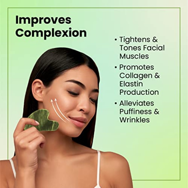 Lindo Jade Gua Sha Duo - 페이셜 GuaSha 컨투어 마사지 도구, 100% 천연 옥석, 고급 뷰티 페이스 도구, 리프팅, 스컬프팅 및 컨투어링 페이스 및 바디, 노화 방지 스킨케어, 2팩