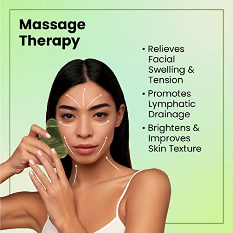 Lindo Jade Gua Sha Duo - 페이셜 GuaSha 컨투어 마사지 도구, 100% 천연 옥석, 고급 뷰티 페이스 도구, 리프팅, 스컬프팅 및 컨투어링 페이스 및 바디, 노화 방지 스킨케어, 2팩