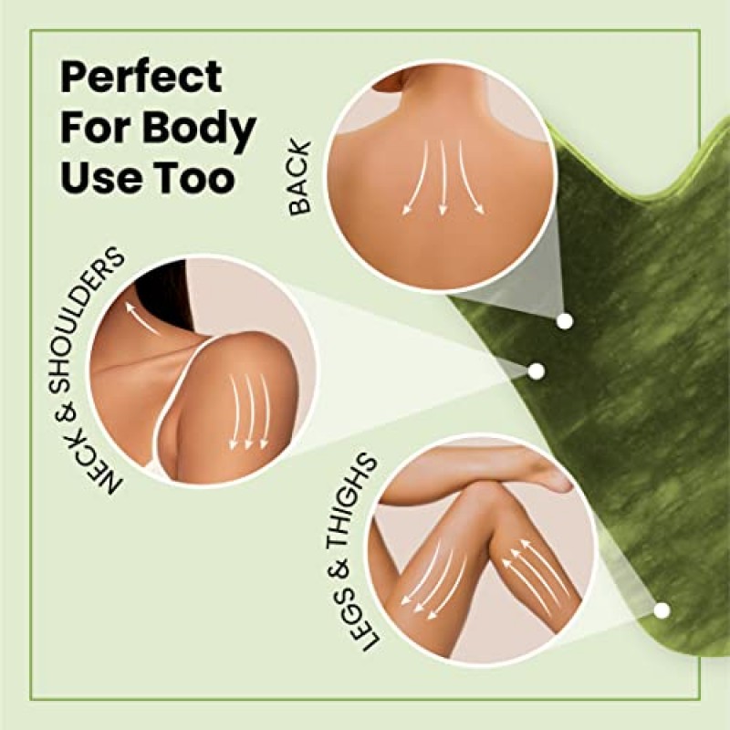 Lindo Jade Gua Sha Duo - 페이셜 GuaSha 컨투어 마사지 도구, 100% 천연 옥석, 고급 뷰티 페이스 도구, 리프팅, 스컬프팅 및 컨투어링 페이스 및 바디, 노화 방지 스킨케어, 2팩