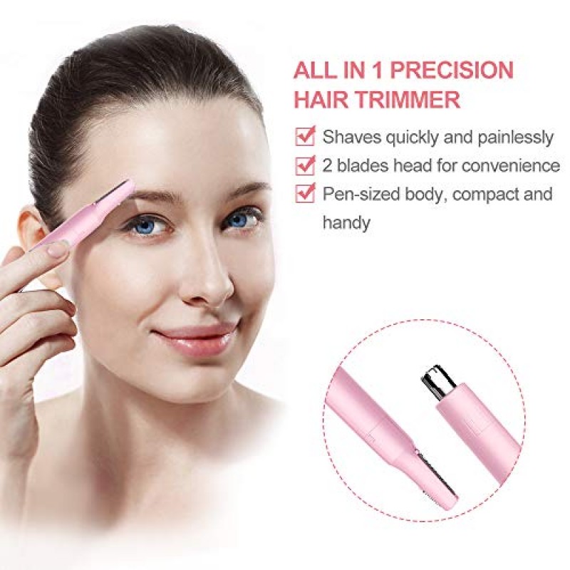 얼굴 눈썹 코 귀 몸 머리 트리밍을 위한 TOUCHBeauty 헤어 트리머, 여성 및 남성을 위한 올인원 헤어 리무버 듀얼 블레이드 면도기 배터리 구동 업그레이드 버전
