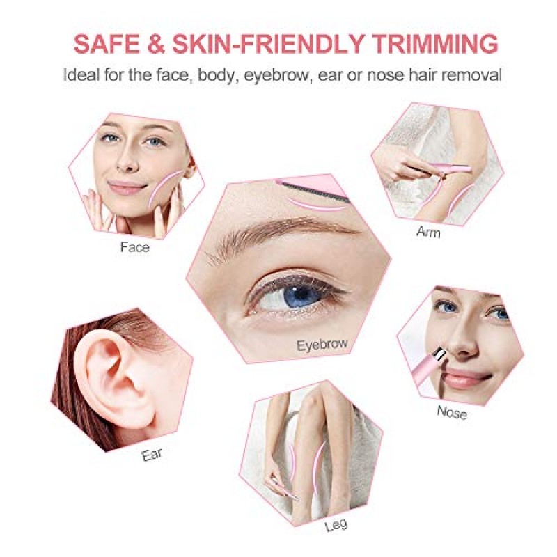얼굴 눈썹 코 귀 몸 머리 트리밍을 위한 TOUCHBeauty 헤어 트리머, 여성 및 남성을 위한 올인원 헤어 리무버 듀얼 블레이드 면도기 배터리 구동 업그레이드 버전