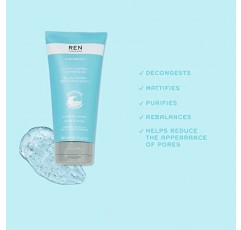REN 클린 스킨케어 - Clarimatte™ T-존 컨트롤 클렌징 젤 - 지성 또는 복합성 피부를 위한 밸런싱 페이스 모이스처라이저, 동물 실험을 하지 않은 비건 제품