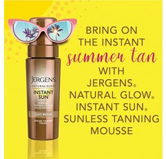 Jergens Natural Glow 인스턴트 셀프 태너 무스, 햇빛 없는 태닝 라이트 브론즈 태닝, 자연스러운 태닝을 위한, 6온스(2팩)