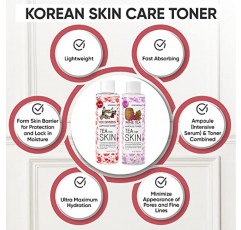 국산 페이스 토너, 와인티 & 홍삼 에센스 토너 2개 세트, 수분 공급 토너 국산, 무알코올, 여드름, 지성, 복합성 또는 건성 피부용, 낮은 pH 밸런싱 및 모공 최소화 토너 여성용