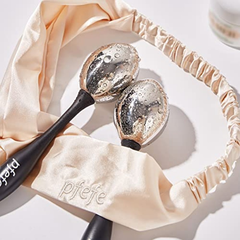 얼굴 및 눈용 Pfefe 아이스 글로브, 뷰티 루틴용 깨지지 않는 스테인레스 스틸 크라이오 스틱, 얼굴 붓기, 주름, 다크서클, 두통을 위한 콜드 롤러 냉각 글로브(검은색)