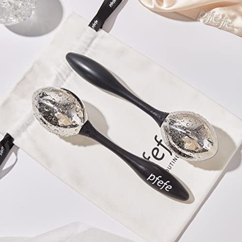 얼굴 및 눈용 Pfefe 아이스 글로브, 뷰티 루틴용 깨지지 않는 스테인레스 스틸 크라이오 스틱, 얼굴 붓기, 주름, 다크서클, 두통을 위한 콜드 롤러 냉각 글로브(검은색)