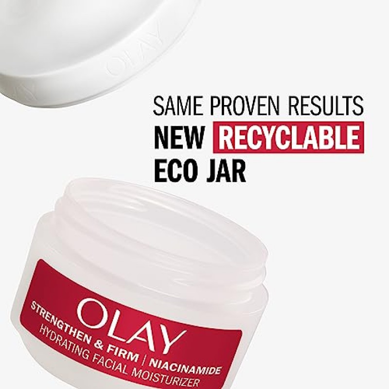 Olay Strong & Firm 나이아신아미드 페이스 모이스처라이저, 99% 순수 나이아신아미드 함유, 수분 공급 및 피부 세포 재생을 위한 리뉴얼 페이스 크림, 재활용 가능한 에코 용기 포장