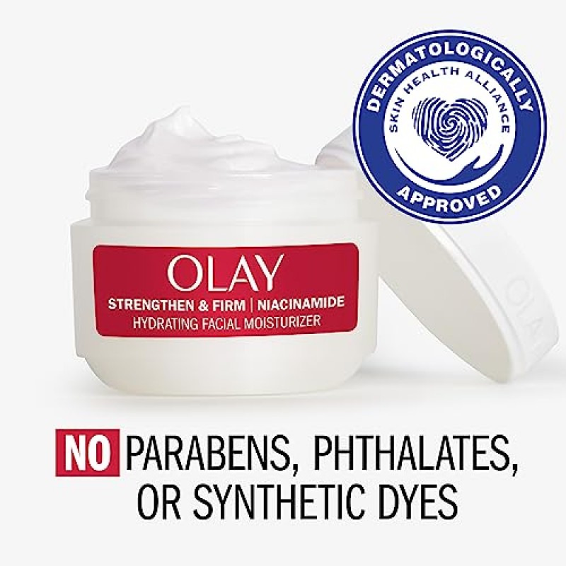Olay Strong & Firm 나이아신아미드 페이스 모이스처라이저, 99% 순수 나이아신아미드 함유, 수분 공급 및 피부 세포 재생을 위한 리뉴얼 페이스 크림, 재활용 가능한 에코 용기 포장