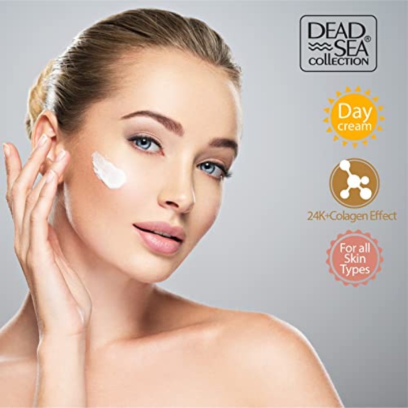 Dead Sea Collection 뉴 24캐럿 안티 링클 데이 크림 포 페이스 콜라겐 및 바다 미네랄 함유 - 노화 방지, 영양 및 보습 페이스 크림 (1.69 fl.oz)