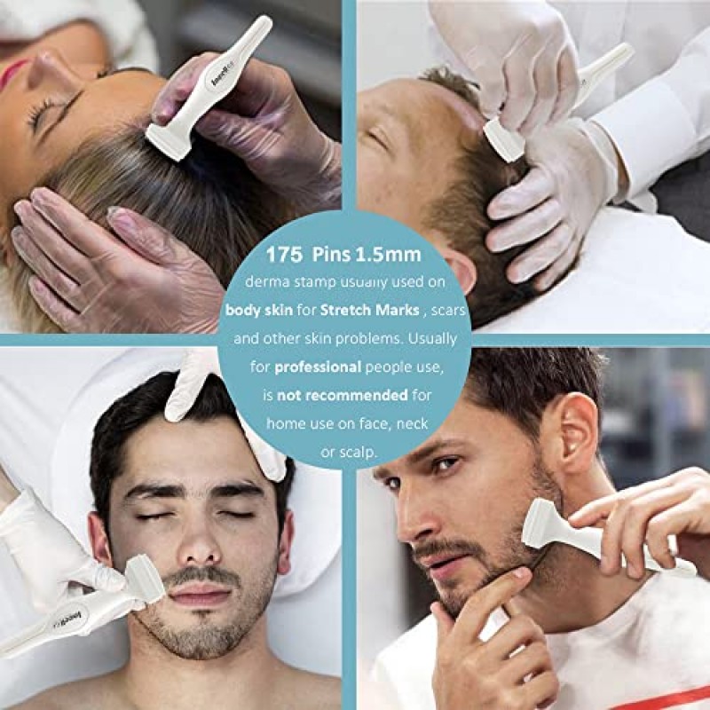 Microneedle Derma Stamp 전문 티타늄 Microneedling 페이셜 스탬프, 바디 스킨 케어 가정용 175 바늘 Derma Pen