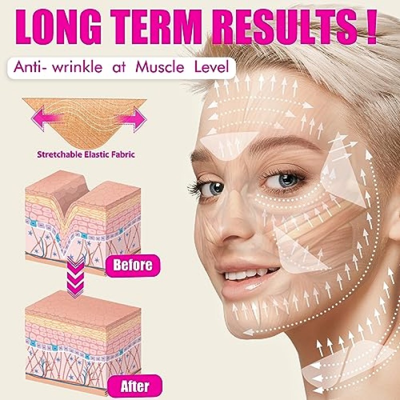 Akissos 주름 패치 160 PCS 페이스 리프트 테이프 DIY 다기능 컴포트 스무스 스킨 솔루션(이마, 눈 11라인, 눈가 주름, 웃음 라인, 목 및 얼굴 밤새 - 오일 스킨 페이셜 케어)