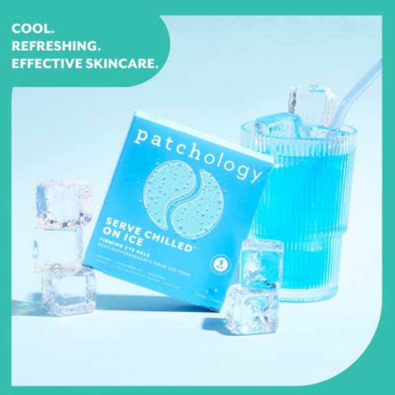 Patchology 아이스 쿨링 언더 아이 마스크 패치에는 펩타이드, 클라우드베리 오일, 바쿠치올이 함유되어 있습니다. 쿨 아이 젤은 피부를 탄탄하게 하고 진정시키며, 잔주름과 눈 밑 지방을 줄여줍니다 - 패치로지 제공 - 5쌍