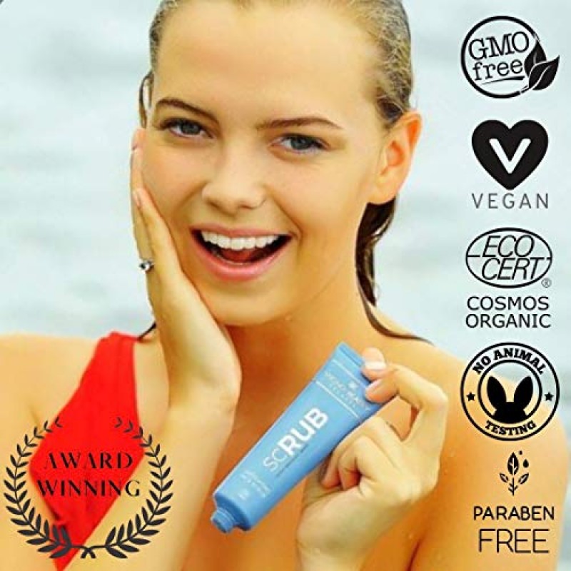 Viking Beauty Secrets 페이스 스크럽 - 아이슬란드 검은 화산 모래와 로완베리를 함유한 유기농 각질 제거 세안제 - 모든 피부 타입을 위한 부드러운 페이스 각질 제거제 - 2 Fl Oz