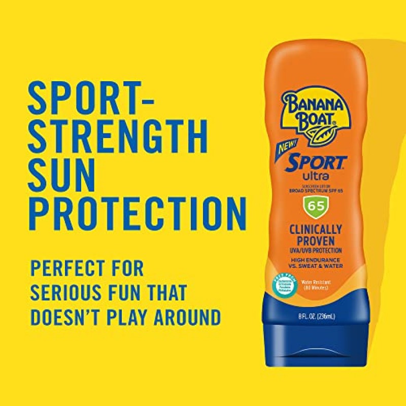 바나나 보트 스포츠 울트라 SPF 65 자외선 차단제 로션, 8온스 | 바나나 보트 선스크린 SPF 65 로션, 옥시벤존 프리 선스크린, 바나나 보트 로션 선스크린, 고 SPF 선스크린 SPF 65, 8온스