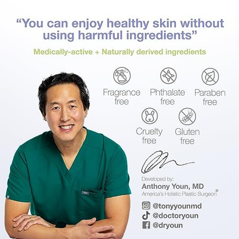 YOUN Beauty 1% 레티놀 아이 크림 by Holistic Dr. Anthony Youn – 레티놀 및 히알루론산 함유 파라벤 프리 안티 에이징 나이트 아이 크림 – 수분 공급 및 피부 퍼밍을 위한 눈 밑 크림, 1 Fl Oz