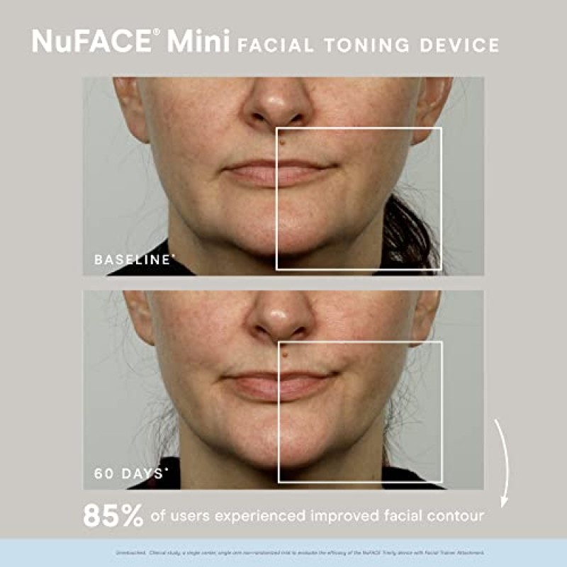 NuFACE 미니 스타터 키트 – 하이드레이팅 리브온 젤 프라이머가 포함된 미니 페이셜 토닝 장치, 2 Fl Oz