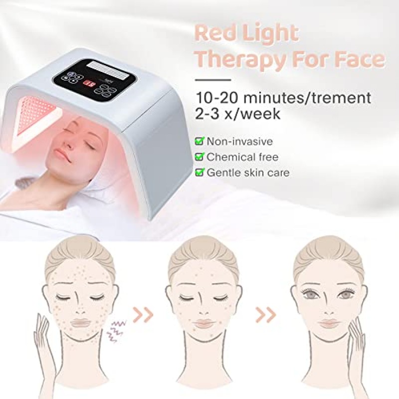 Led 라이트 테라피, 페이스용 레드 라이트 테라피 7 in 1 색상 LED 페이셜 스킨 케어 도구 페이셜 넥 바디 핸드 스킨케어 마스크