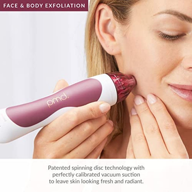 PMD Personal Microderm Classic - 얼굴 및 바디용 키트가 포함된 가정용 미세박피술 기계 - 산뜻하고 빛나는 피부를 위한 각질 제거 크리스탈 및 진공 흡입