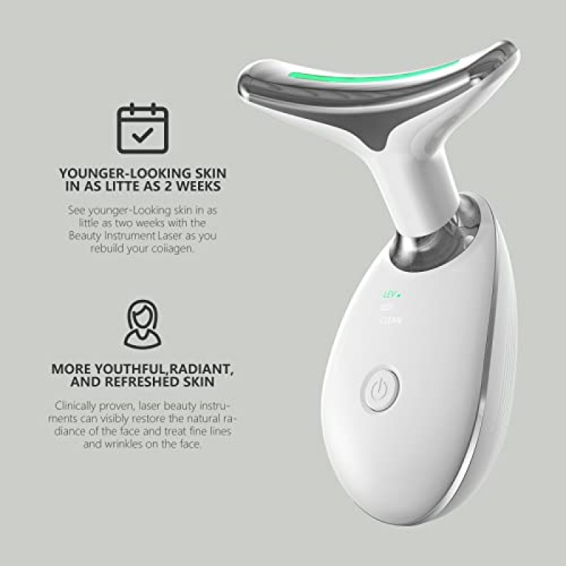 Wanski 이중 턱 감소 장치, 피부 관리를 위한 얼굴 및 목용 3색 LED 주름 방지 얼굴 목 장치, 개선, 조임, 단단하고 매끄러움