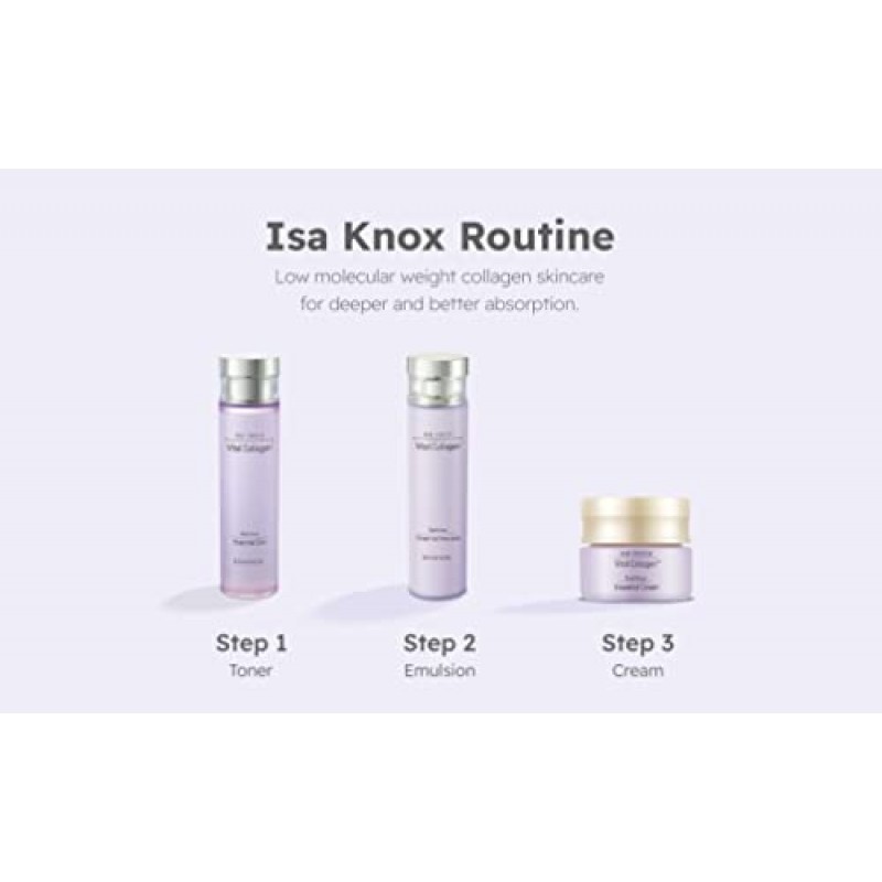 ISA KNOX AGE FOCUS 바이탈 콜라겐 스킨케어 선물 세트 - 한국 럭셔리 프리미엄 하이엔드 스킨 토너, 에멀젼 로션, 크림, 가수분해 콜라겐, 비타민 B12, E, C, (370ml / 12.51 Fl Oz) by LG BEAUTY