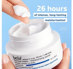 빌리프 더 트루 크림 모이스처라이징 밤 | 26시간 수분 공급을 위한 인텐시브 페이스 모이스처라이저 | 판테놀, 컴프리 잎, 귀리 추출물 함유 진정 & 영양 크림 | 건조하고 민감한 피부를 위한 크림