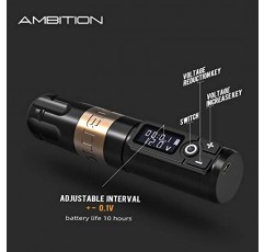 야망 군인 회전 배터리 펜 문신 카트리지 기계 2400mAh 무선 전원 일본 코어리스 모터 디지털 LED 디스플레이 전문가 및 초보자를 위한 문신 장비 공급 문신 예술가
