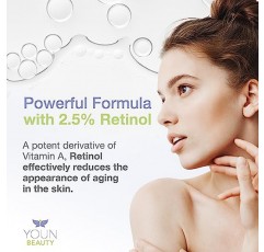 YOUN Beauty 2.5% 레티놀 나이트 크림 모이스처라이저 for Face by Dr. Anthony Youn – 파라벤 프리 페이스 모이스처라이저(비타민 B5 & E, 히알루론산, 녹차 함유), 피부 재생 및 노화 방지용, 50 ml