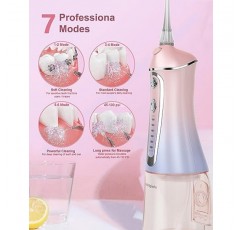 물 치과 Flosser, SmilEglade 치과 구강 Irrigator 치아 추천 충전식 IPX7 홈 여행용 방수 7 레벨 휴대용-PinkBlue