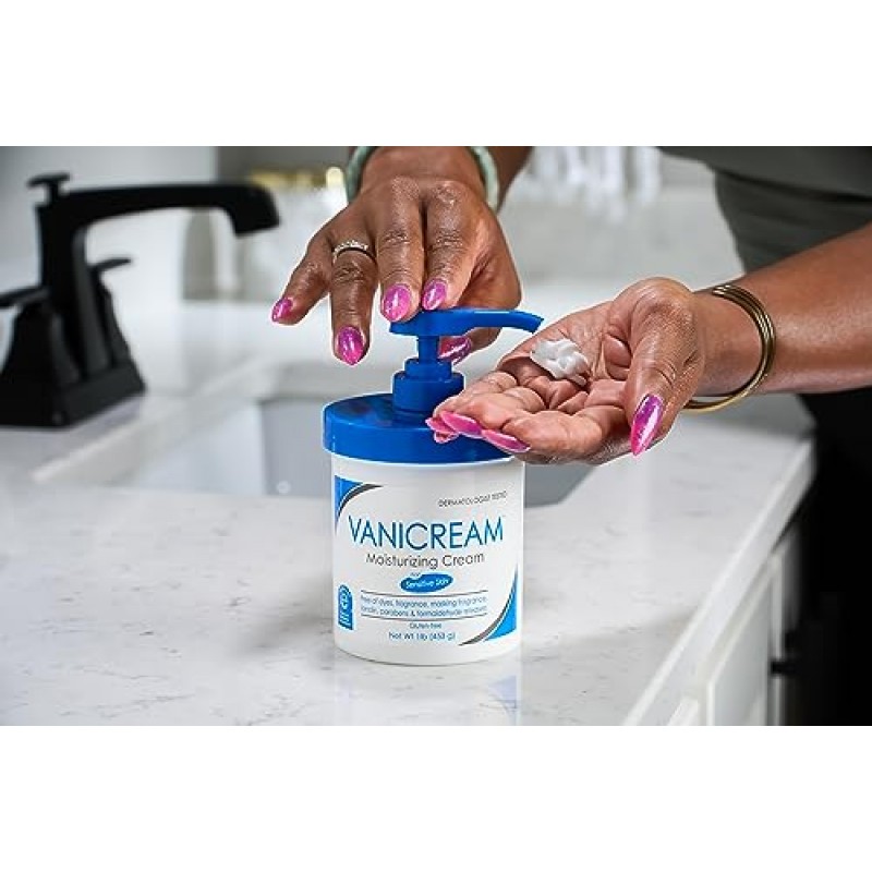 Vanicream 모이스처라이징 스킨 크림(펌프 디스펜서 포함) - 16 fl oz(1 lb) - 민감한 피부를 위한 일반적인 자극 성분이 함유되지 않은 모이스처라이저(12개 팩)