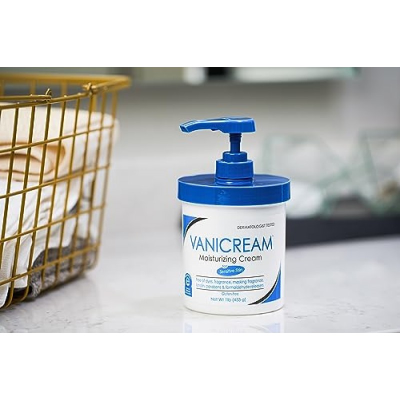 Vanicream 모이스처라이징 스킨 크림(펌프 디스펜서 포함) - 16 fl oz(1 lb) - 민감한 피부를 위한 일반적인 자극 성분이 함유되지 않은 모이스처라이저(12개 팩)