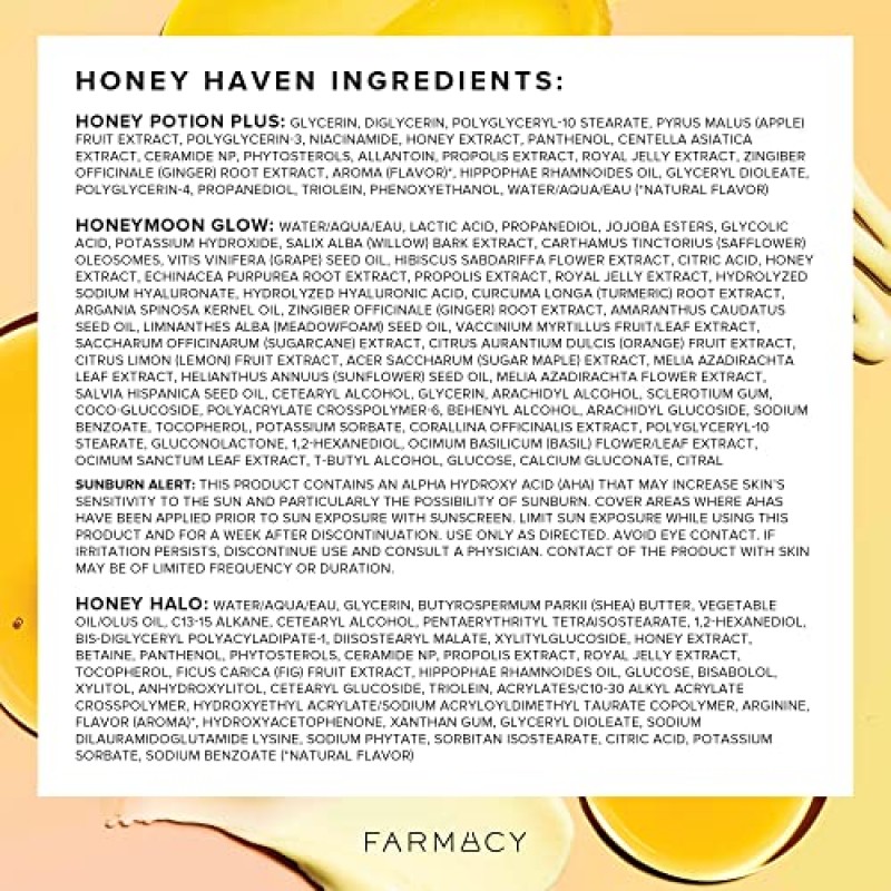 파머시 허니 헤이븐 하이드레이션 키트 - 허니 헤일로 모이스처라이저, 허니 포션 플러스 페이스 마스크 및 허니문 글로우 세럼이 포함된 스킨케어 선물 세트