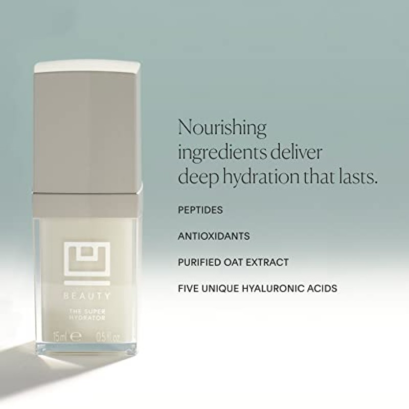 U Beauty The SUPER Hydrator - 최대 48시간 동안 유연하고 매끄럽고 부드러워 보이는 피부를 위한 펩티드와 포도씨 오일이 함유된 대용량 피부 하이드레이터 및 히알루론산 보습 크림 - 0.5 fl oz