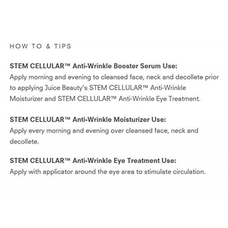Juice Beauty STEM CELLULAR 주름 방지 솔루션 키트 - 잔주름과 주름 완화 - 천연, 비건, 동물 실험을 하지 않음 - 3개