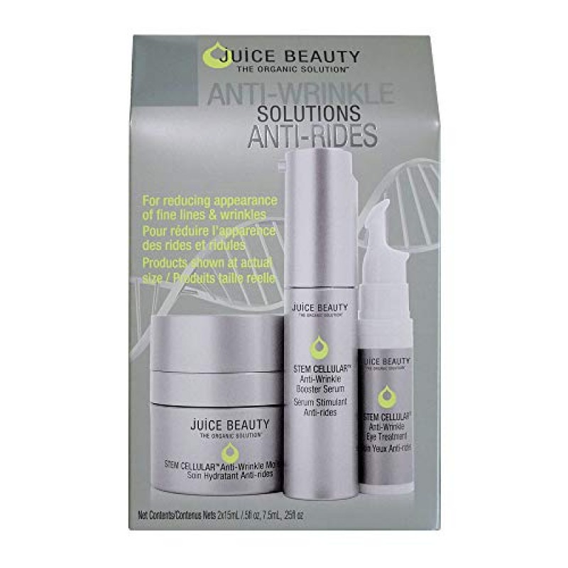 Juice Beauty STEM CELLULAR 주름 방지 솔루션 키트 - 잔주름과 주름 완화 - 천연, 비건, 동물 실험을 하지 않음 - 3개