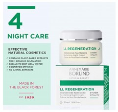 ANNEMARIE BÖRLIND - LL REGENERATION 리바이탈라이징 나이트 크림 - 눈에 띄게 탄력 있고 주름 없는 피부를 위한 천연 안티 에이징 비타민 C, E 및 레티노이드 페이스 크림 - 5-1.69온스 중 4단계.