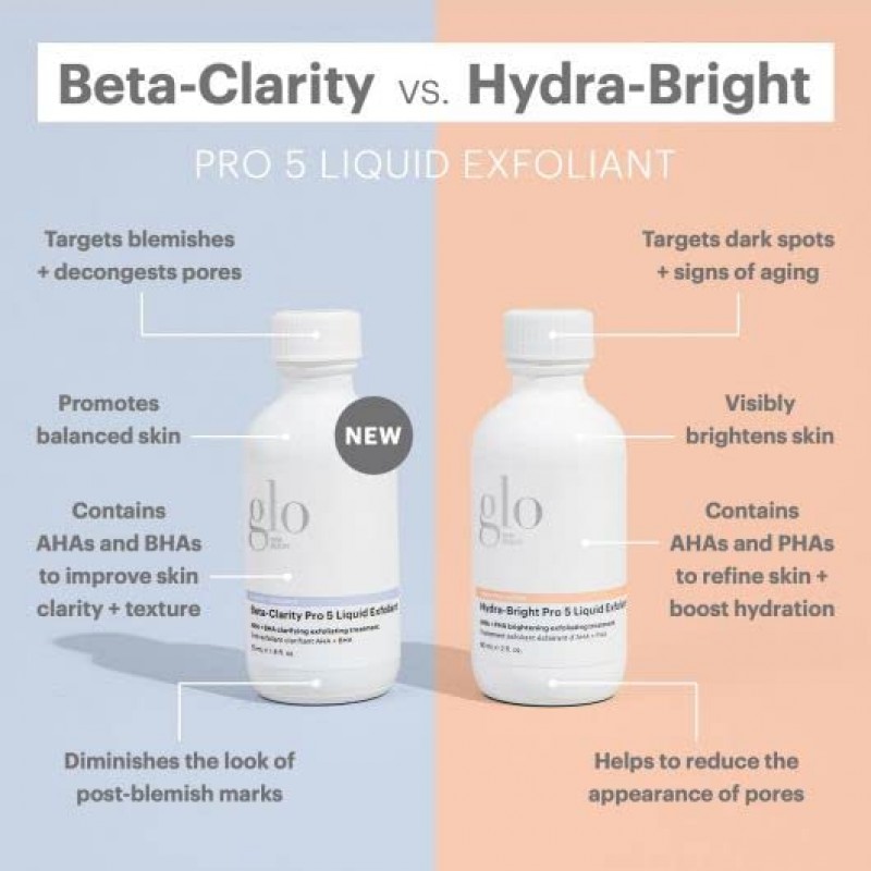 Glo Skin Beauty Beta-Clarity Pro 5 리퀴드 각질 제거제, 1.8 Fl Oz - AHA + BHA 클래리파잉 및 밸런싱 각질 제거 트리트먼트