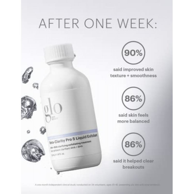 Glo Skin Beauty Beta-Clarity Pro 5 리퀴드 각질 제거제, 1.8 Fl Oz - AHA + BHA 클래리파잉 및 밸런싱 각질 제거 트리트먼트