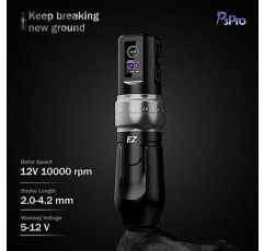EZ 전문 문신 펜 키트, P3 Pro 문신 총 키트 1600mAh 전원 공급 장치 및 카트리지 바늘이 포함된 6 스트로크 무선 문신 기계 펜 초보자 예술가를 위한 문신 잉크 검정색(광택 빨간색)