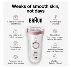 Braun 제모기 Silk-épil 9 9-720, 제모 장치, 여성용 제모기, 습식 및 건식, 여성용 면도기 및 트리머, 무선, 충전식