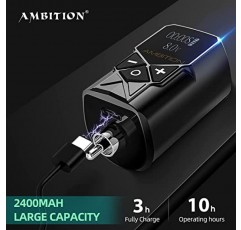 문신 전원 공급 장치 - 야망 2Pcs Kuark 미니 무선 휴대용 RCA 문신 2400mAh 및 1800mAh 리튬 배터리 팩(회전식 문신 기계용 LED 디지털 디스플레이 포함)