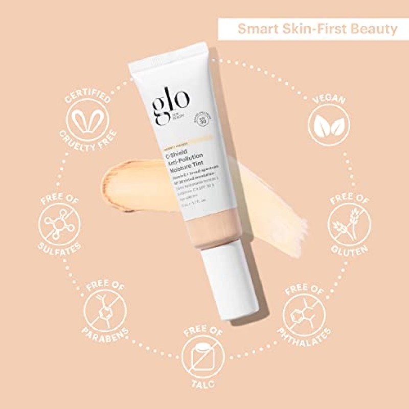 Glo Skin Beauty C-쉴드 안티 폴루션 모이스처 틴트 SPF 30 - 얼굴용 틴티드 모이스처라이저 - 비타민 C + 광범위한 스펙트럼 보호, 1.7온스(1N-Fair)