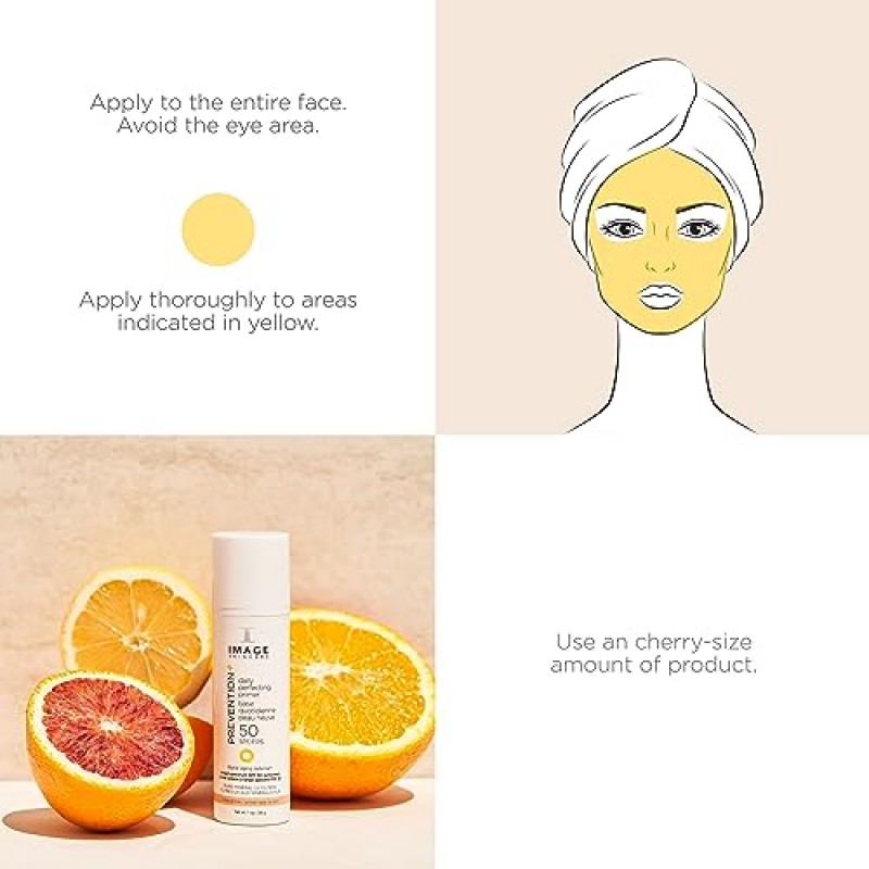 IMAGE 스킨케어, 예방+ 데일리 퍼펙팅 프라이머 SPF 50, 산화아연 페이스 프라이밍 선스크린 로션, 1온스