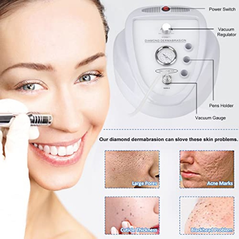 다이아몬드 미세 박피 기계, MYSWEETY 65-68cmHg 흡입력 전문 박피 얼굴 기계, 300pcs 면 필터가 포함된 가정용 피부 관리 도구 미용 기계…