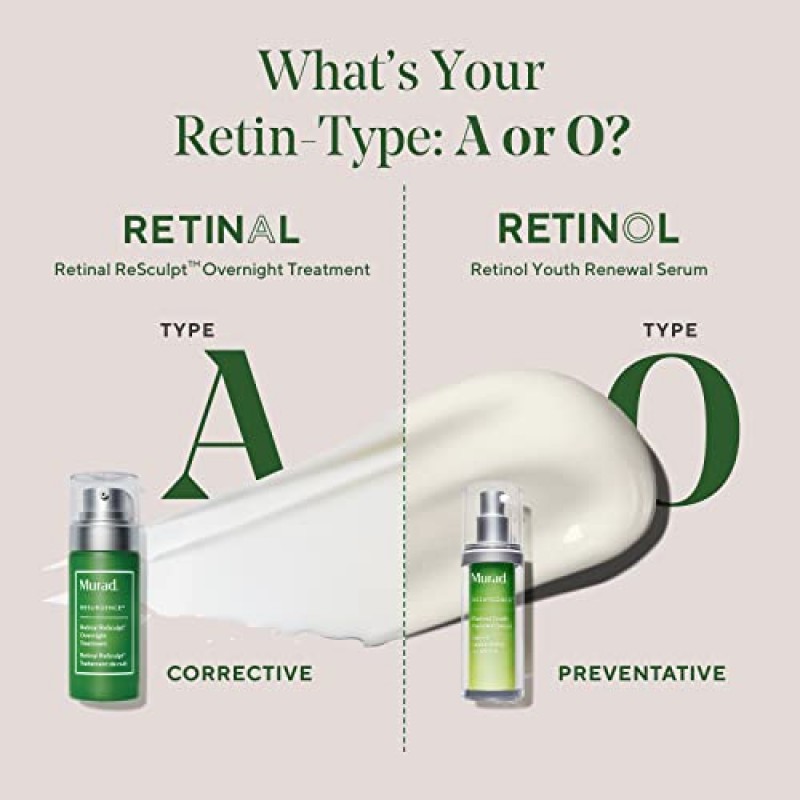 Murad Retinal ReSculpt 오버나이트 트리트먼트 - 주름과 주름을 위한 리서전스 안티 에이징 세럼 - 얼굴과 목을 부드럽게 하고 탄력 있게 하고 리프팅하는 비타민 A 캡슐형 스킨 케어, 1.0 Fl Oz