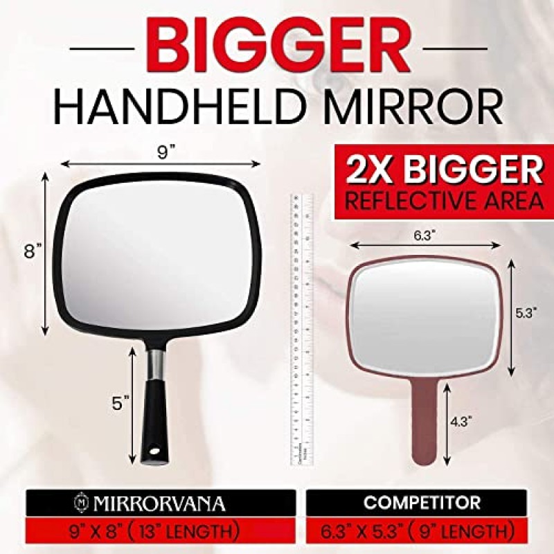 MIRRORVANA 크고 편안한 휴대용 거울 5개 팩 - 도매 할인을 위해 대량 구매 - 이발소, 전문 헤어스타일리스트 및 미용실에 적합(검은색)